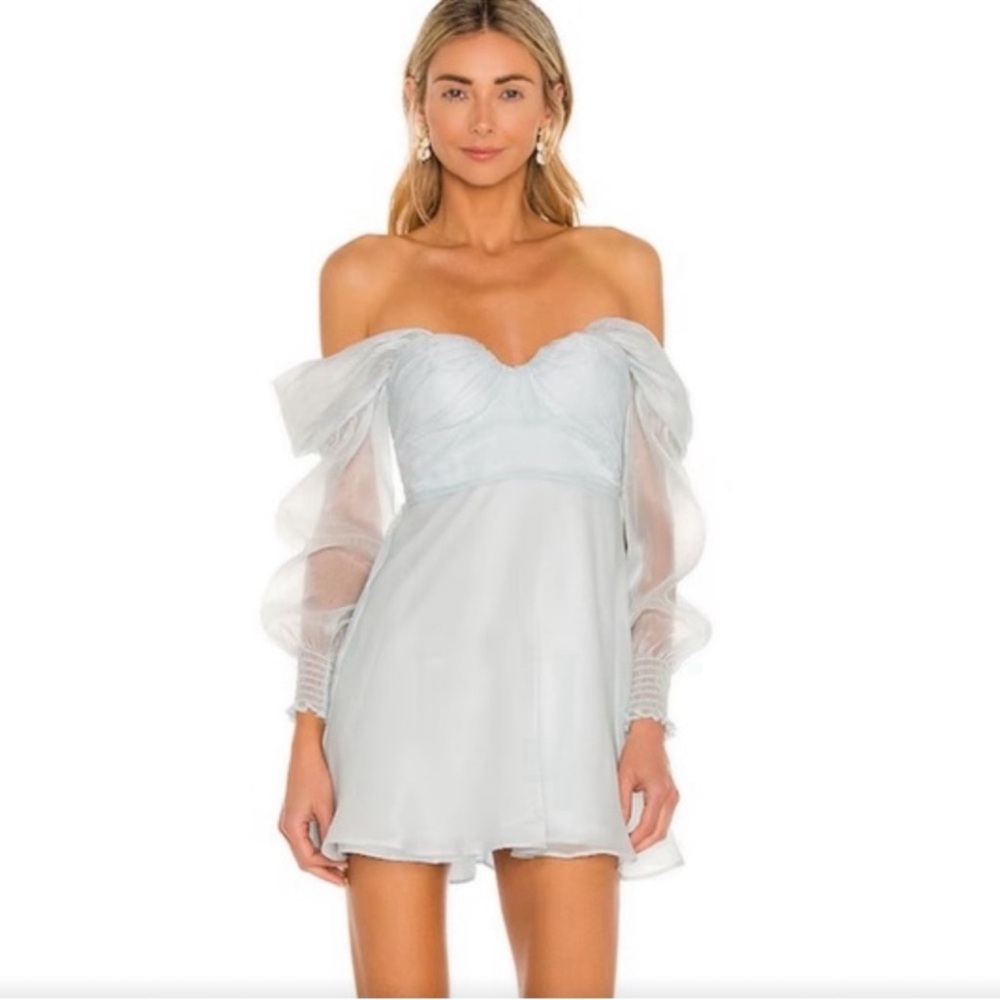 x REVOLVE Burna Mini Dress in Pale Blue